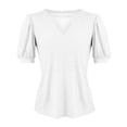 thumbnail image 3 of Seductiva Women's T-Shirts Short Sleeve Summer Tops Women's Casual V Neck Puff Short Sleeve Tops Loose Tunic Blouse Casual Summer Tops Trendy Solid Loose Fit Tshirt Loose Fit T-shirt, 3 of 3