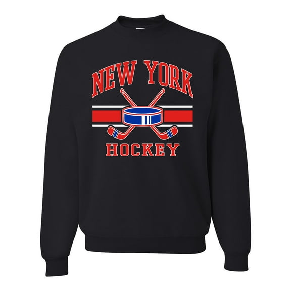 Wild Bobby City of New York NY Hockey Fantasy Fan Sports Unisex Crewneck Sweatshirt, Black, Small