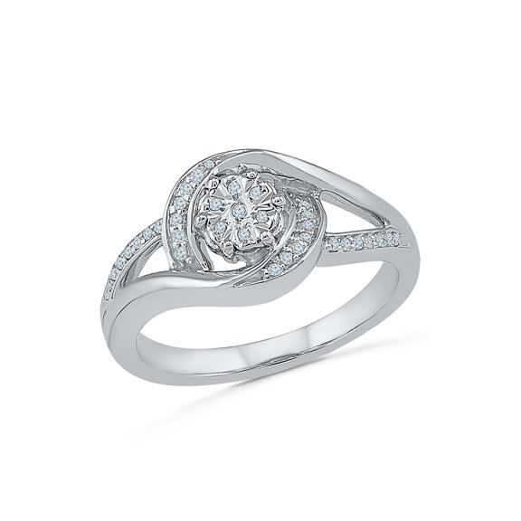 STERLING SILVER 0.1 CTTW WHITE DIAMOND FASHION RING