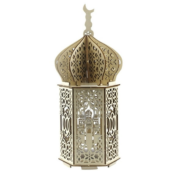 ShunRuiPi Black and Friday and Cyber and Monday Wooden Ramadan Eid Mubarak Decorations for Home LED Candles, Adornos Para Sala, Room Accessories