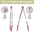 thumbnail image 4 of Uxcell Kitchen Tong Set Silicone Tip Stainless Steel Tongs w Stands 2Pcs Burgundy, 4 of 6