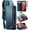 Lake Blue, variant on for iPhone 15 Pro Max Phone Case,【RFID Blocking】 for iPhone 15 Pro Max Wallet Case for Women Men with Card Holder Zipper PU Leather Protective Phone Cover for iPhone 15 Pro Max Case, Black
