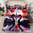 thumbnail image 2 of Castle Fairy Teens Adults Romantic Black Swan Twin Sheet Sets 3pcs,Paris Eiffel Tower Twin Fitted Sheet Microfiber,Valentine's Day Rose Breathable Flat Sheet,Breathable Home Decor, 2 of 7