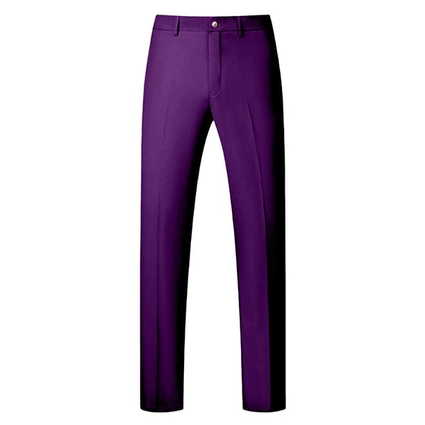 Zshosam Men's Straight-Fit Casual Stretch Chino Pant(Purple,L