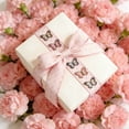 thumbnail image 4 of Floral Linen Ribbon with Wired Edges, Pink Beige Bow Decoration Ribbon for Gift Wrapping, 6.3 cm x 5 yd, Polyester, Reusable, 4 of 6