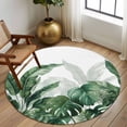 thumbnail image 2 of Large Round Rug 8Ft Washable Non-Slip, Palm Leaves Tropical Circle Area Rugs for Living Room Bedroom, Green Botanical Summer Indoor Floor Mats Carpet Runner for Home Decor, 2 of 8