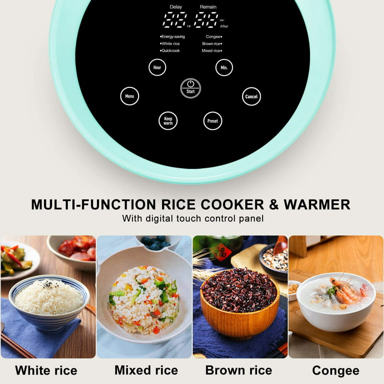 Yodudm Small Rice Cooker 3 Cups Uncooked, 0.8L Portable Mini Rice Cooker  Personal Size With Non-stick Pot, 24H Timer Delay & Keep Warm, Designed for  1-2 People, Brown, White Rice, Cake, Soup