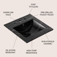 thumbnail image 5 of JONATHAN Y Ancillary 3-Hole 20 in. W x 18.25 in. D Classic Contemporary Rectangular Ceramic Single Sink Basin Vanity Top, Black Marble Effect, 5 of 8