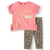 Disney The Lion King Baby Girl Short Sleeve French Terry Top and Legging, 2pc Outfit Set