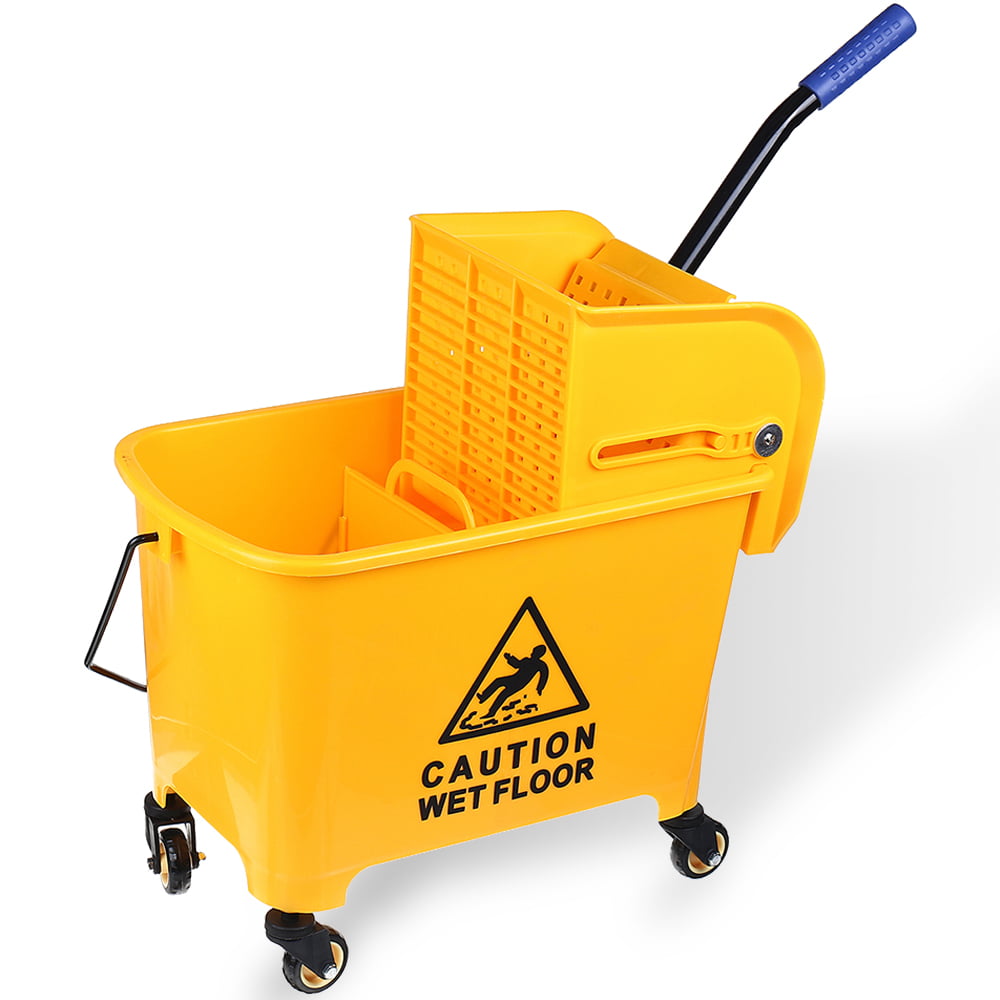 5 Gallon Mini Mop Bucket w/Wringer Combo Commercial Rolling Cleaning Cart Yellow 