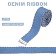 thumbnail image 2 of Uxcell 1" Denim Ribbon 2 Roll 4 Yard Layering Jean Fabric Craft Wavy Edge Strip for Bow DIY Making Hair Clip Sewing, Grey, 2 of 7