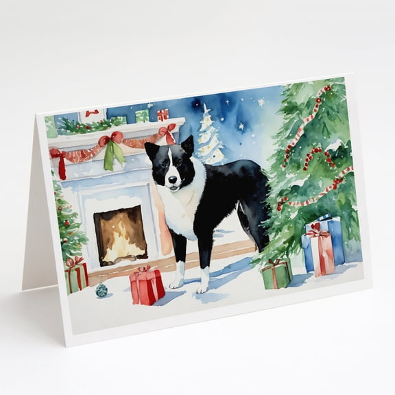 Karelian Bear Dog Cozy Christmas Greeting Cards Pack of 8 7 in x 5 in