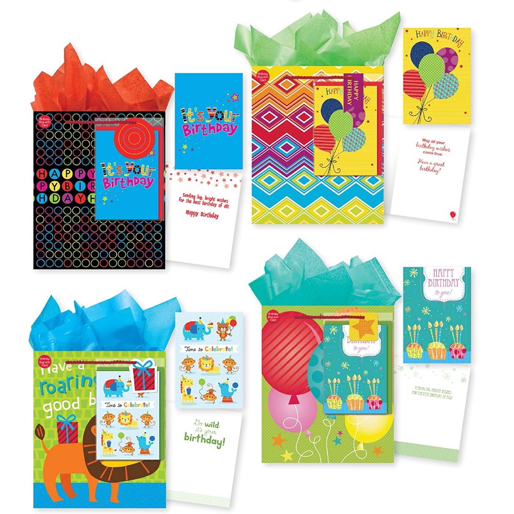 All Occasion Party Gift Bags Set of 4 Large Gift Bags With Birthday