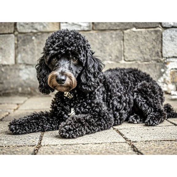 Diamond Painting Black Poodle 5D Diamond Art DIY Kits Full Round Drill Rhinestone Gem Crystal by Number Embroidery Mosaic Handmade Arts and Crafts for Living Room Bedroom Home Wall Decor 12x16 inch