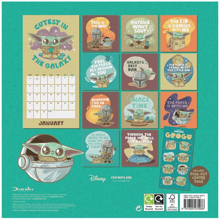 Star Wars: The Mandalorian 2024 Grogu Wall Calendar - Walmart.com