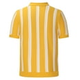 thumbnail image 5 of Juebong Men's Knit Polo Shirts Yellow Vertical Stripes Lapel Short Sleeve Tennis Vacation Golf Shirts Button Up Tops, XX-Large, Yellow, 5 of 8