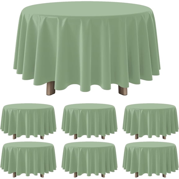 3Pcs 84Inch Beige Tablecloths for Round Tables,Disposable Plastic Ivory Table Cloth,Waterproof Cream Table Cover for Birthdays Weddings Anniversary Party Decorations