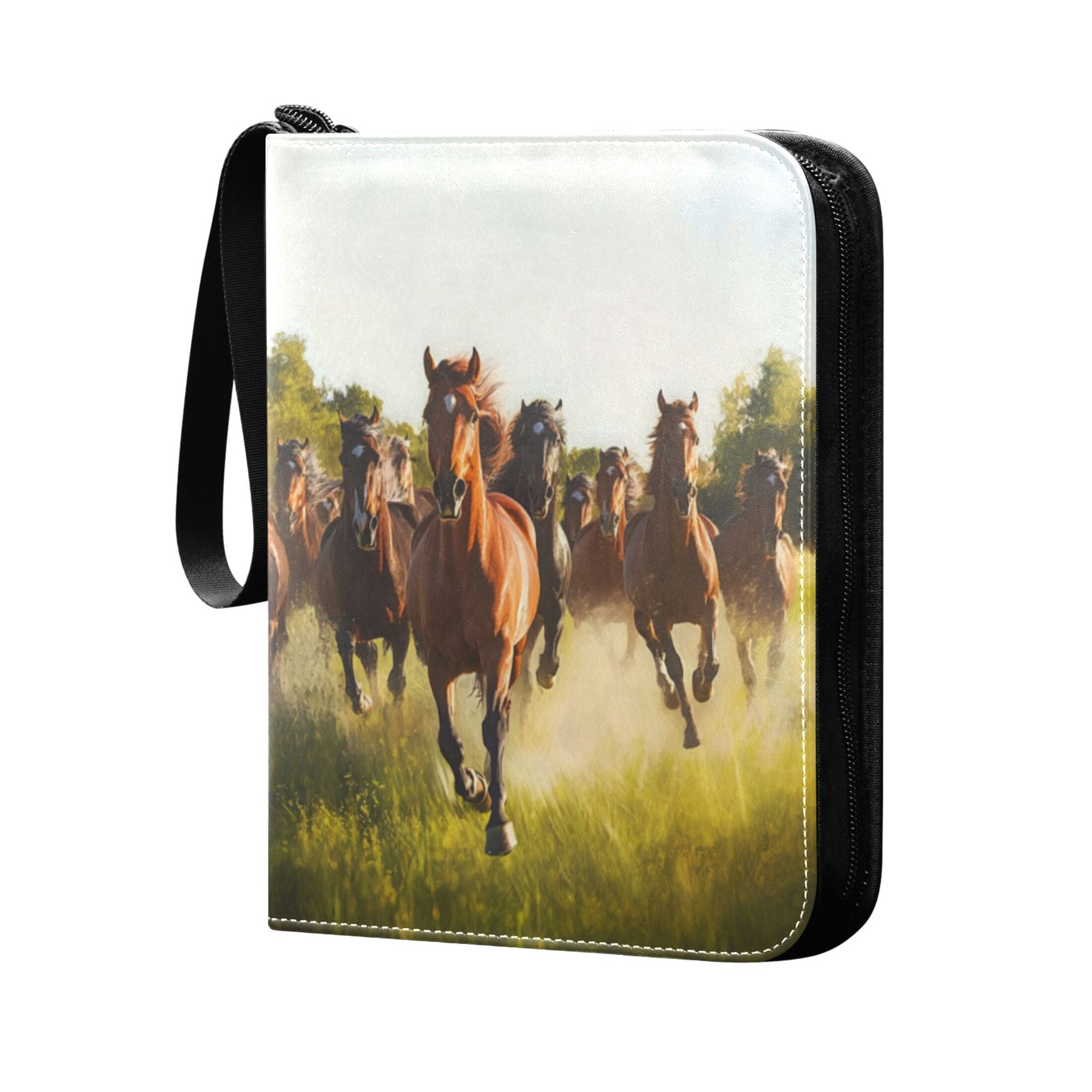 Game Card Storage Bag Collectible Trading Card Albums The 4-Pocket Card Binder With 50-Page Sleeve Can Hold 400 Game Cards Beautiful Herd Of Horses
