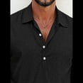 thumbnail image 3 of Camisas Clásicas de para Hombre, de Larga, con Solapa y Botones, Informales, para Playa y Verano. Negro XXL, 3 of 4