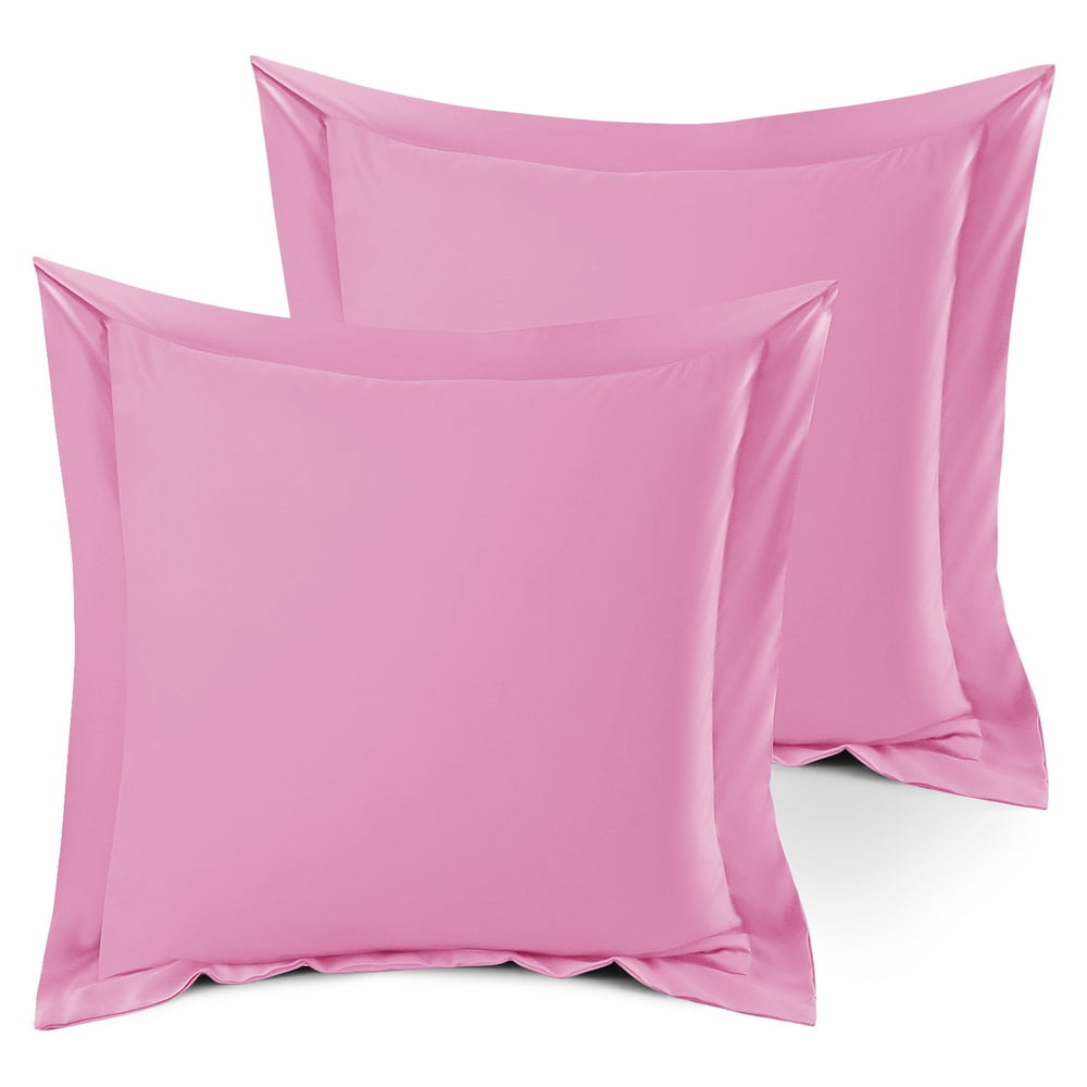 Set of 2 Euro 18"x18" Size Pillow Shams Light Pink, Hotel Luxury Soft