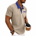 thumbnail image 5 of CBASIHI Mens Waffle Knit Polo Shirts with Key Pocket- Button Down Collar Performance Casual Short Sleeve Summer Lightweight T-Shirt for Men Khaki Size XL, 5 of 9