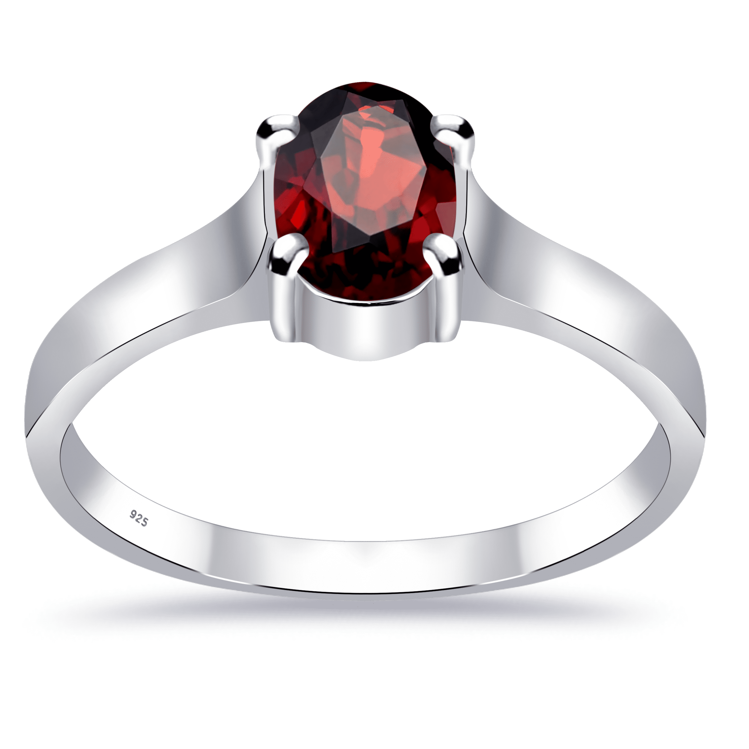 925 Sterling Silver Marquise Shape Garnet Color Cubic Zirconia Solitaire Ring