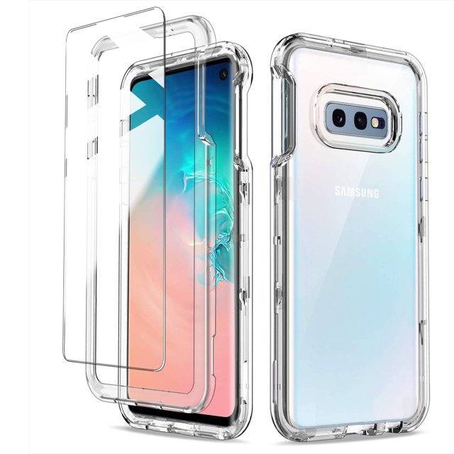 Funda para teléfono celular KIOMY Galaxy S10E transparente a prueba de golpes 3 en 1