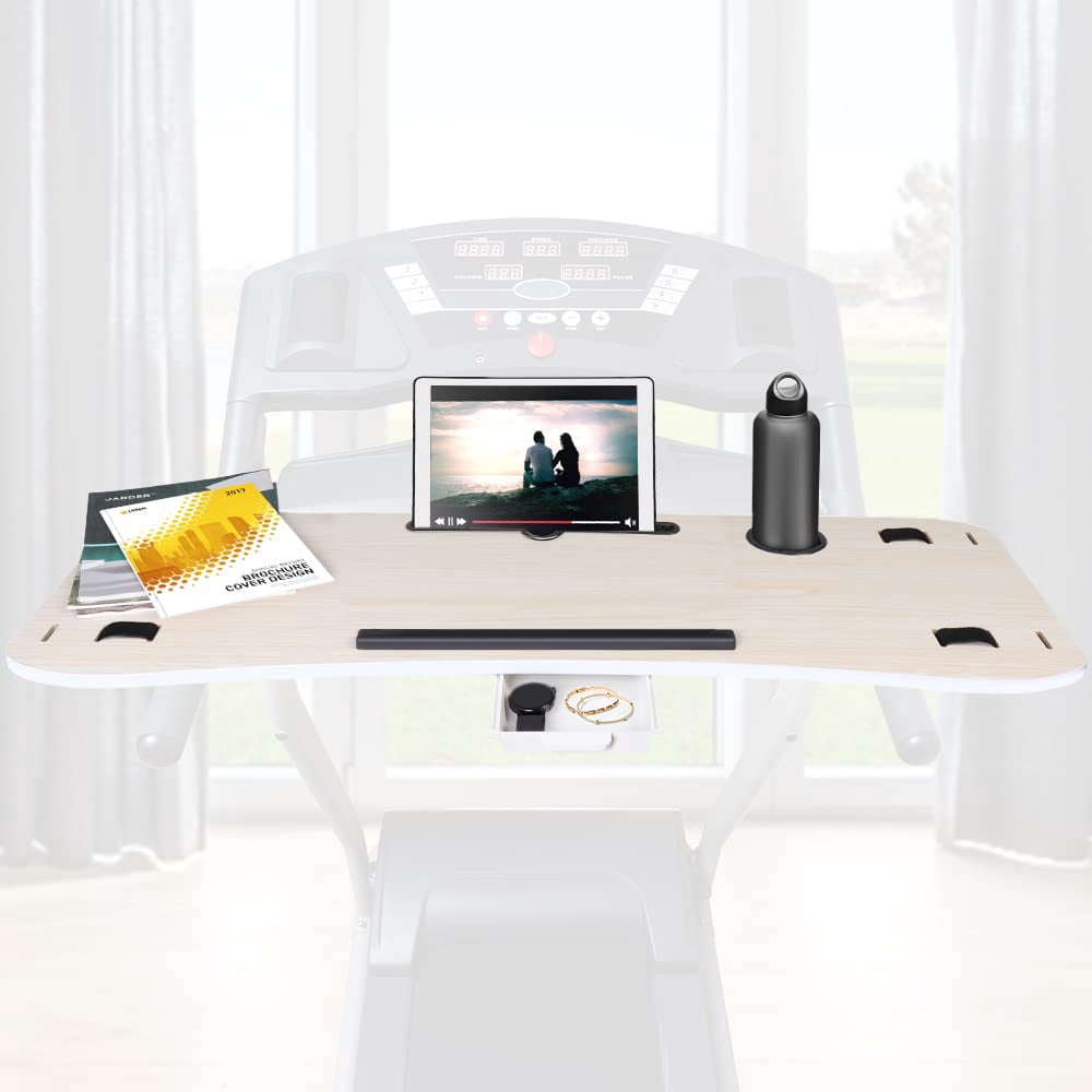 LUCKUP Treadmill Desk Attachment, Universal Walking Laptop Holder Desk 39" L x 15" W Ergonomic Platform Workstation for Treadmill with Cup Holder, Laptop/Tablet Stand, White