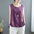 thumbnail image 5 of Xioeram Women Summer Casual Vest O-Neck Sleeveless Buttons Decor Pullover Tops Solid Color Pocket Tank Tops Streetwear, 5 of 7
