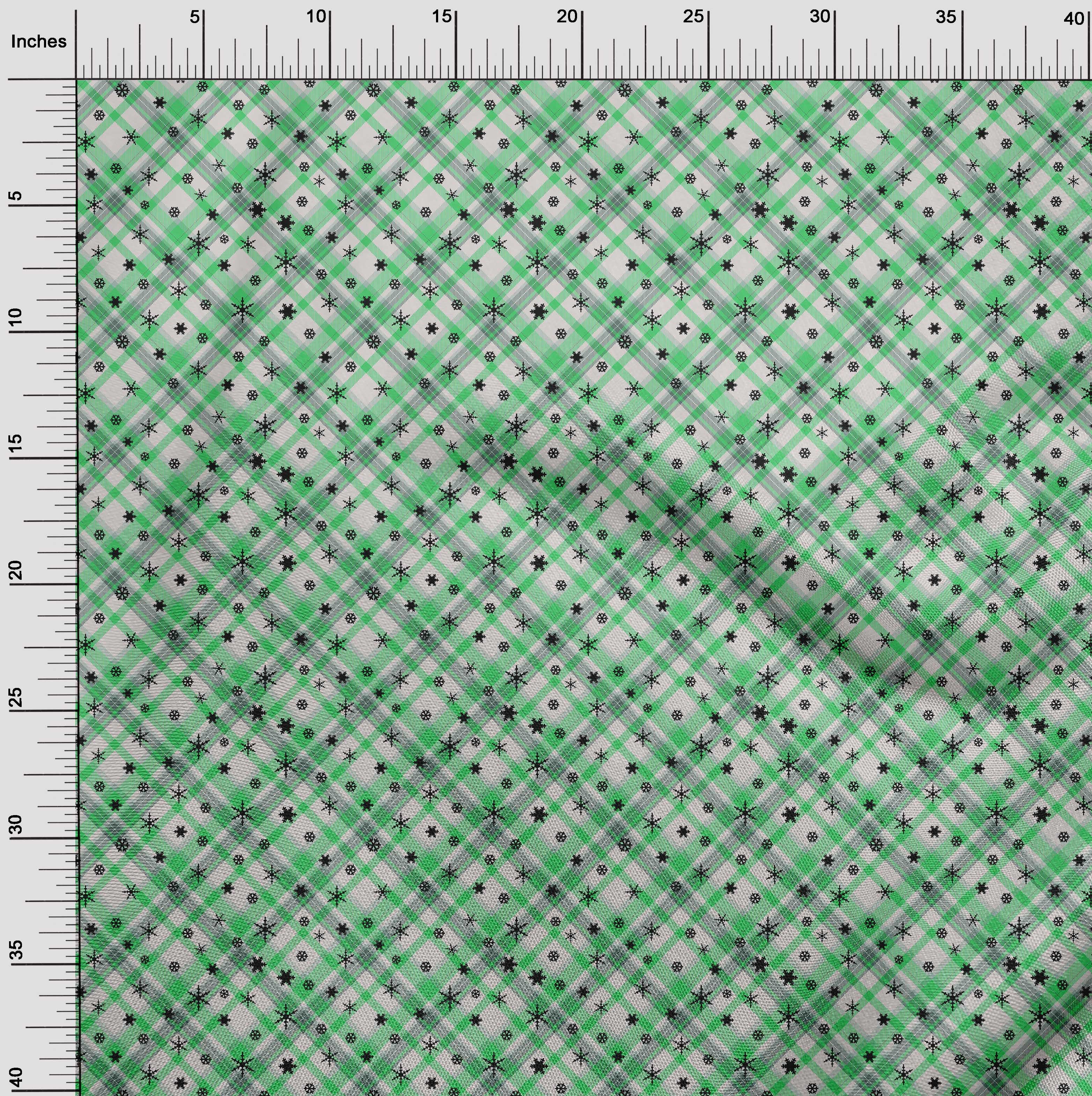 oneOone Cotton Cambric Green Fabric Christmas Diy Clothing Quilting Fabric Print Fabric By Yard 42 Inch Wide