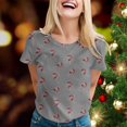 thumbnail image 4 of Gibobby Camisa navideña mujer Camiseta de manga corta con cuello redondo y estampado de Navidad para mujer(Gris,G), 4 of 5