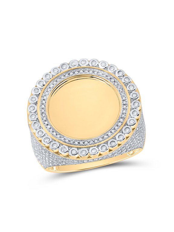 10kt Yellow Gold Mens Round Diamond Memory Circle Ring 1-1/2 Cttw