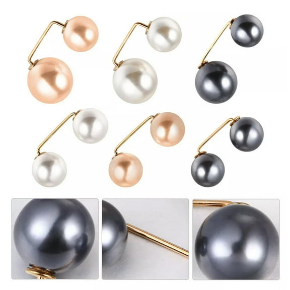 GKNET 6 Pcs Faux Pearl Brooch Hat Sweater Guards Clips Delicate Jewelry Women's