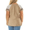 thumbnail image 2 of TEMOFON Women Tops Plus Size Loose Fit Summer Casual Tee Shirts Scoop Neck Short Sleeve Oversized Khaki Shirts Blouse Size 20W, 2 of 5