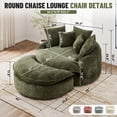 thumbnail image 2 of Aukfa 75" Oversized Round Chaise Lounge Chair with Half Moon Ottoman, Boneless Cloud Circle Deep Seat Sofa Set for Living Room, 5 Pillows, No Assembly Required, Olive, 2 of 8