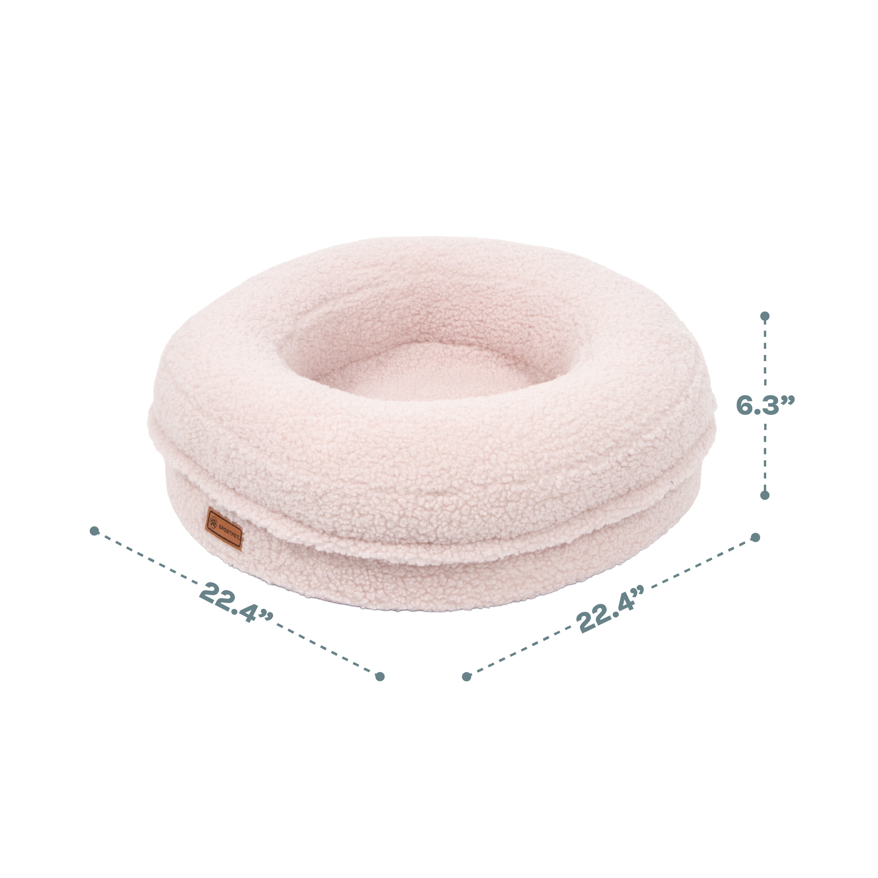 SportPet Sherpa Round Donut Bolster Cuddler Pet Bed, Pink, One Size