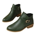 thumbnail image 3 of Kidagic Women's Retro Mid Calf Boots Side Zipper Ankle Booties Mid Heel Casual All Seasons Wear(Color:Green,Size:9.5), 3 of 9