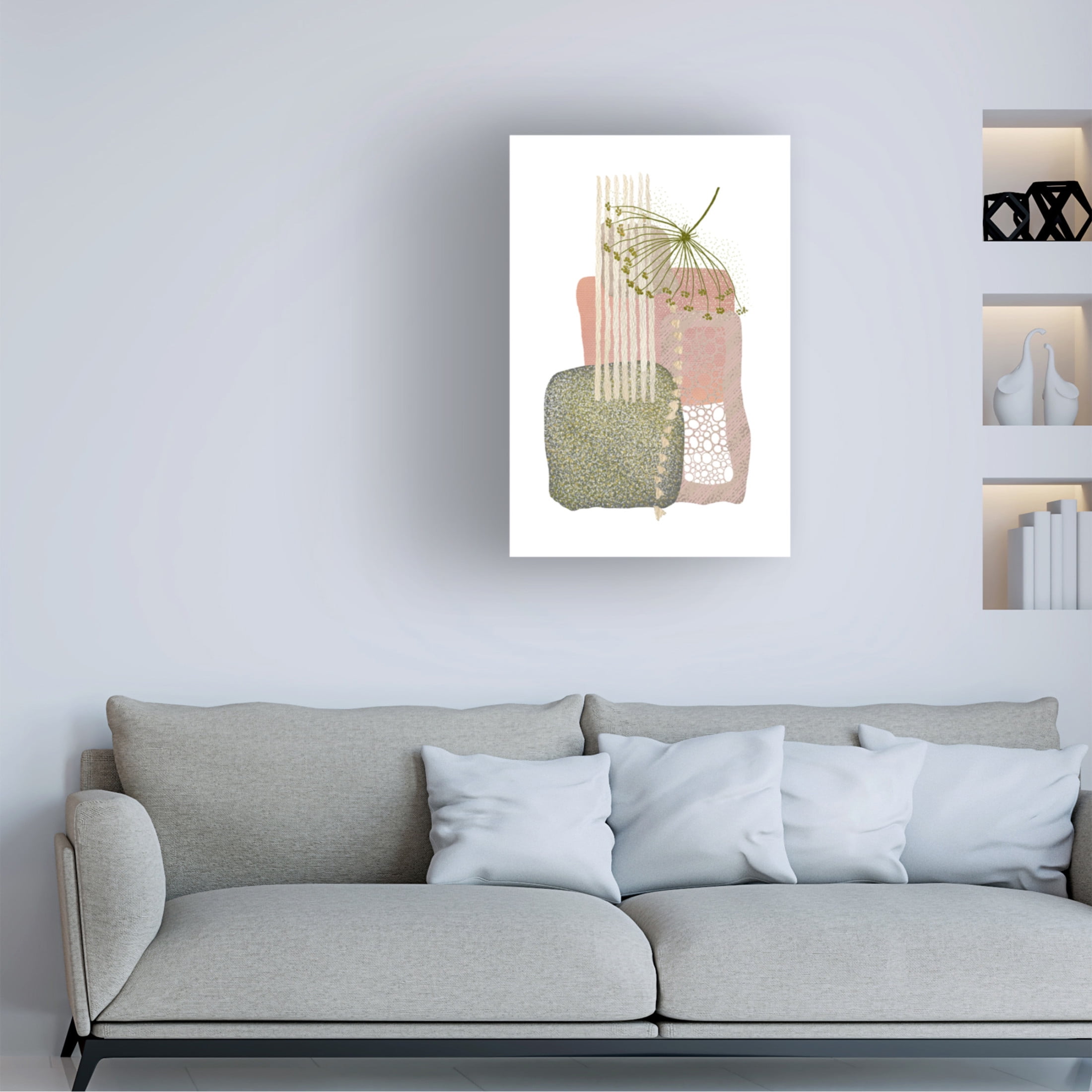 Trademark Fine Art Sally Ann Moss Delicate Pink and Green 3 Canvas Wall Art