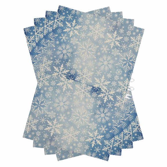 Christmas Snowflake Kitchen Towels Set of 4, Water Absorbent Dish Towel, Vintage Watercolor Snow Pattern Decorative Hand Towels - Quick Drying Cloth for Cooking Baking, 18x28 Inch