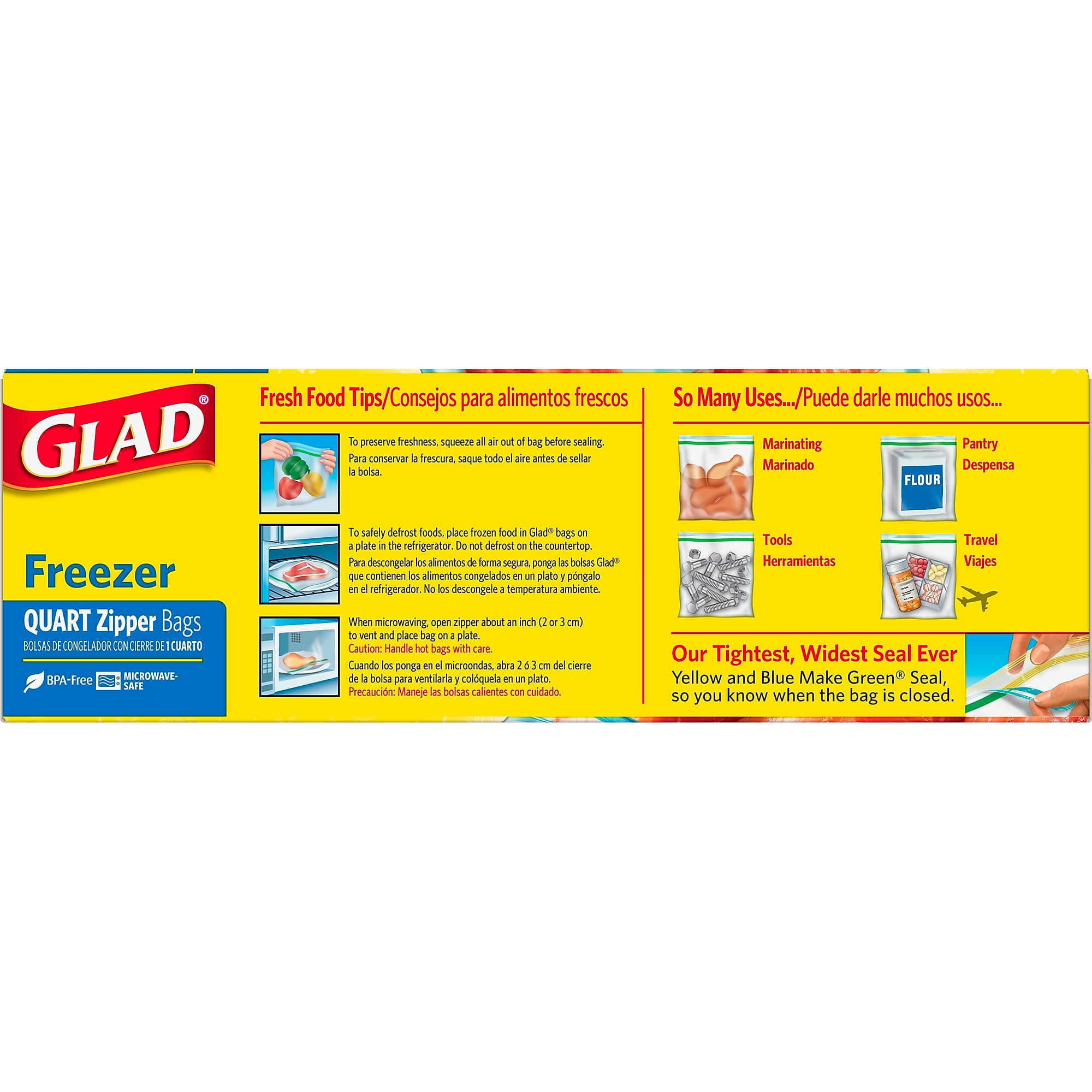 Glad Zipper Freezer Bags, Gallon, 15 Bags/Box (57034) - Yahoo Shopping