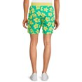 thumbnail image 3 of No Boundaries Men's Drawstring Lounge Shorts, Groovy Blooms Graphic Print Casual Bottoms, Sizes S-XL, 3 of 5