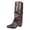 Brown, variant on Rokment Womens Wide Calf Fold Over Riding Boots Vintage Slouch Leather Pointed Toe Chunky Block High Heels Mid-Calf Cowboy Tall Booties Fall Winter