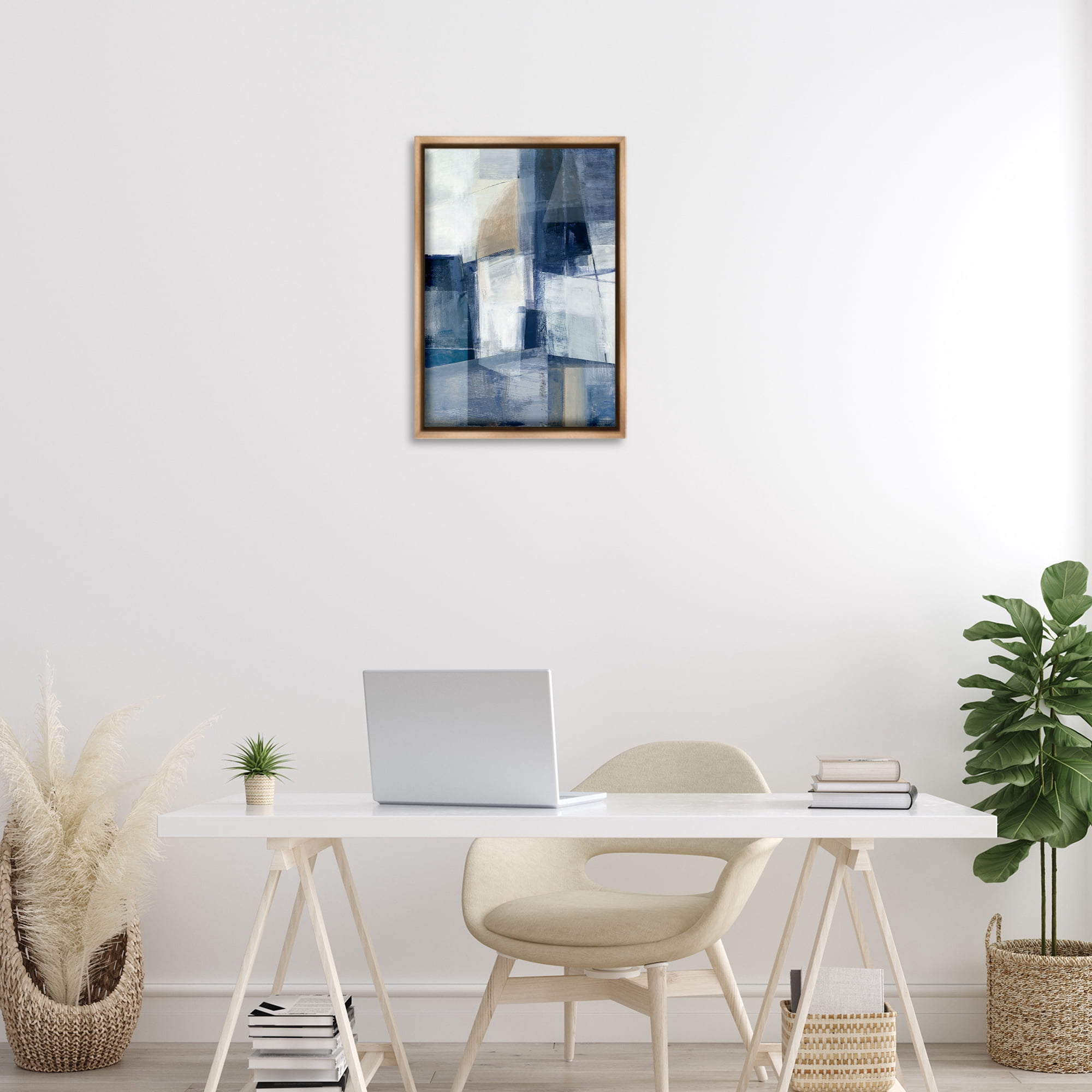 Stupell Industries Dynamic Geometric Abstract Abstract Painting Brown Floater Framed Canvas Art Print Wall Art, 17 x 25