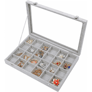 24 Grid Clear Lid Jewelry Organizer Tray Velvet Jewelry Box for Ring Earring Necklace Lockable