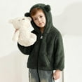 thumbnail image 5 of UQJfacai Toddler Boys Fleece Jacket Baby Boy Sherpa Bear Ear Hooded Winter Coat Fall Zip Up Casual Outerwear with Pockets 6M-4T, 5 of 6