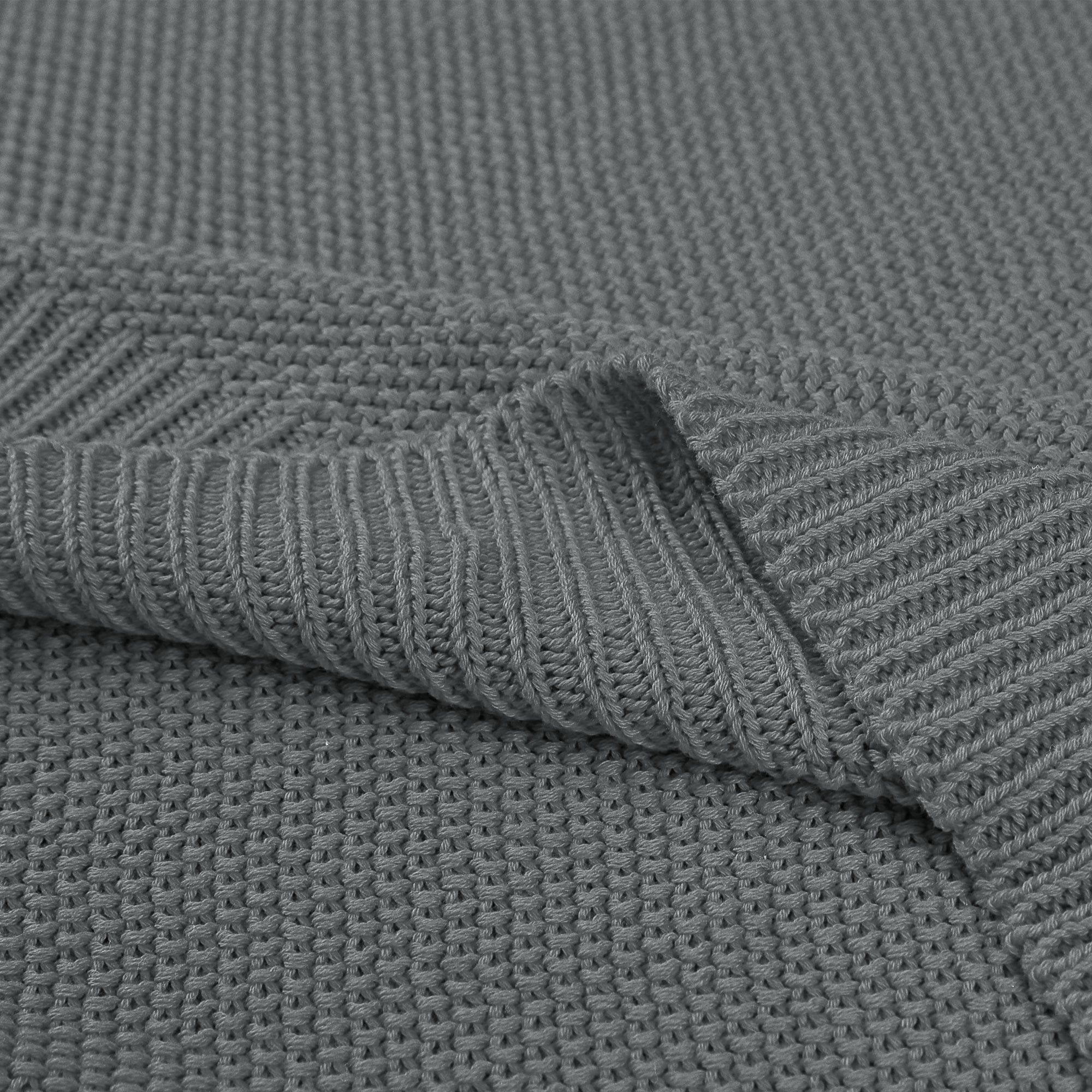 Unique Bargains Pure Cotton Soft Cable Knit Throw Blanket Gray 70" x 78"