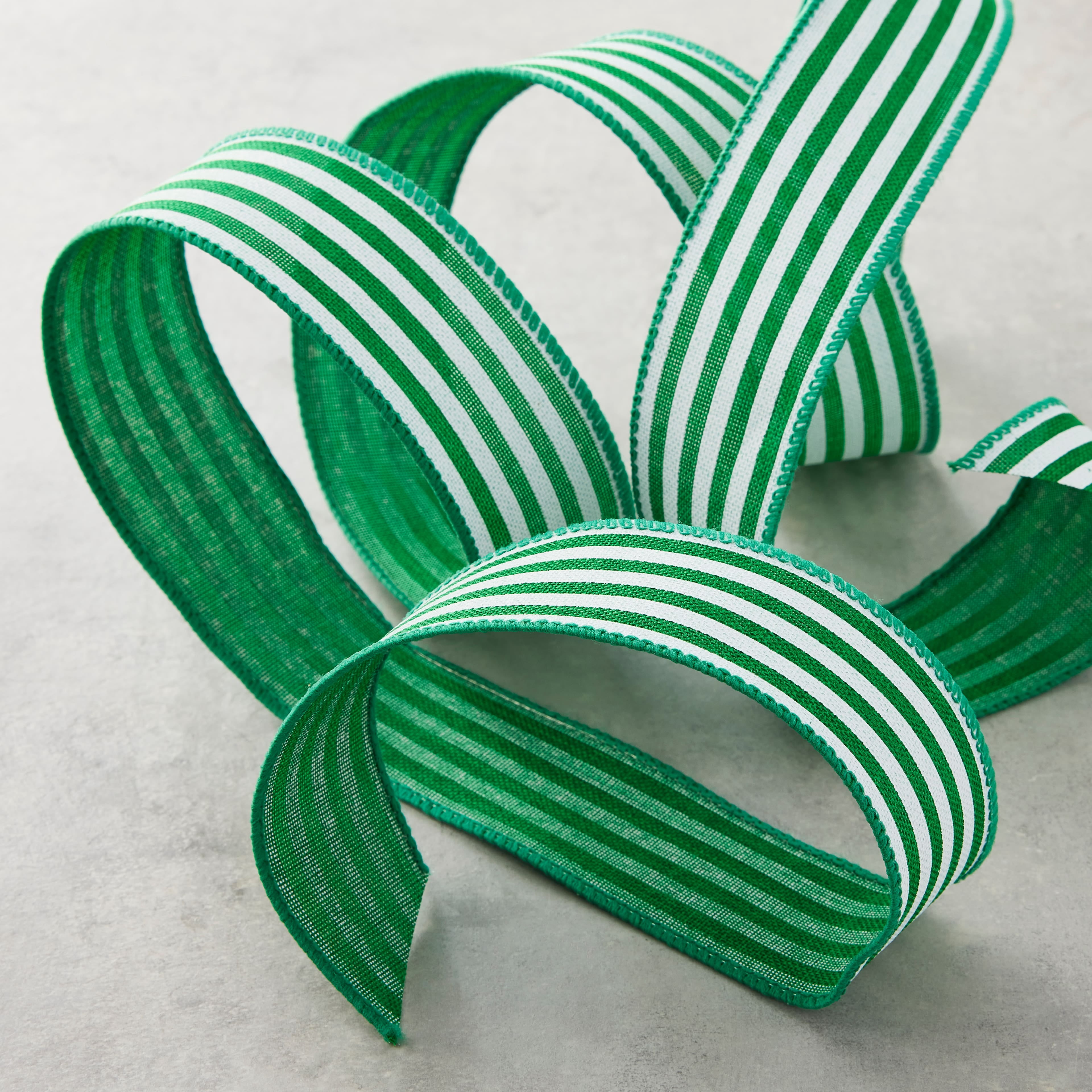 12 Pack: 1.5" x 10yd. Faux Linen Wired Thin Striped Ribbon by Celebrate It Specialty