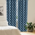 thumbnail image 2 of Ambesonne Nautical Window Curtains, Whales Silhouettes Art, Each 28" W x 84" L, Pale Seafoam and Night Blue, 2 of 4
