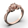 thumbnail image 3 of Unique Boho & hippie 1.50 Carat Round Cut Morganite And Diamond Moissanite Engagement Ring, Wedding Ring in 925 Sterling Silver With 18k Rose Gold Plating, Leaf Ring, Promise Ring, Anniversary Gift, 3 of 3
