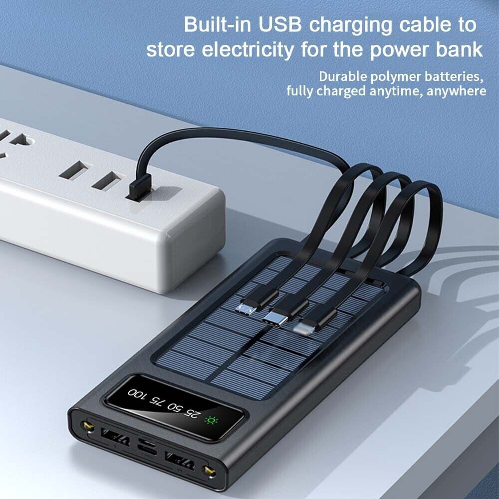 Waterproof Solar Power Bank 9000000mAh Portable External Battery Charger